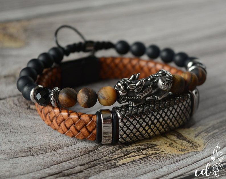 Feng Shui Pixiu Bracelet Set for Men. Stackable Bracelets With - Etsy