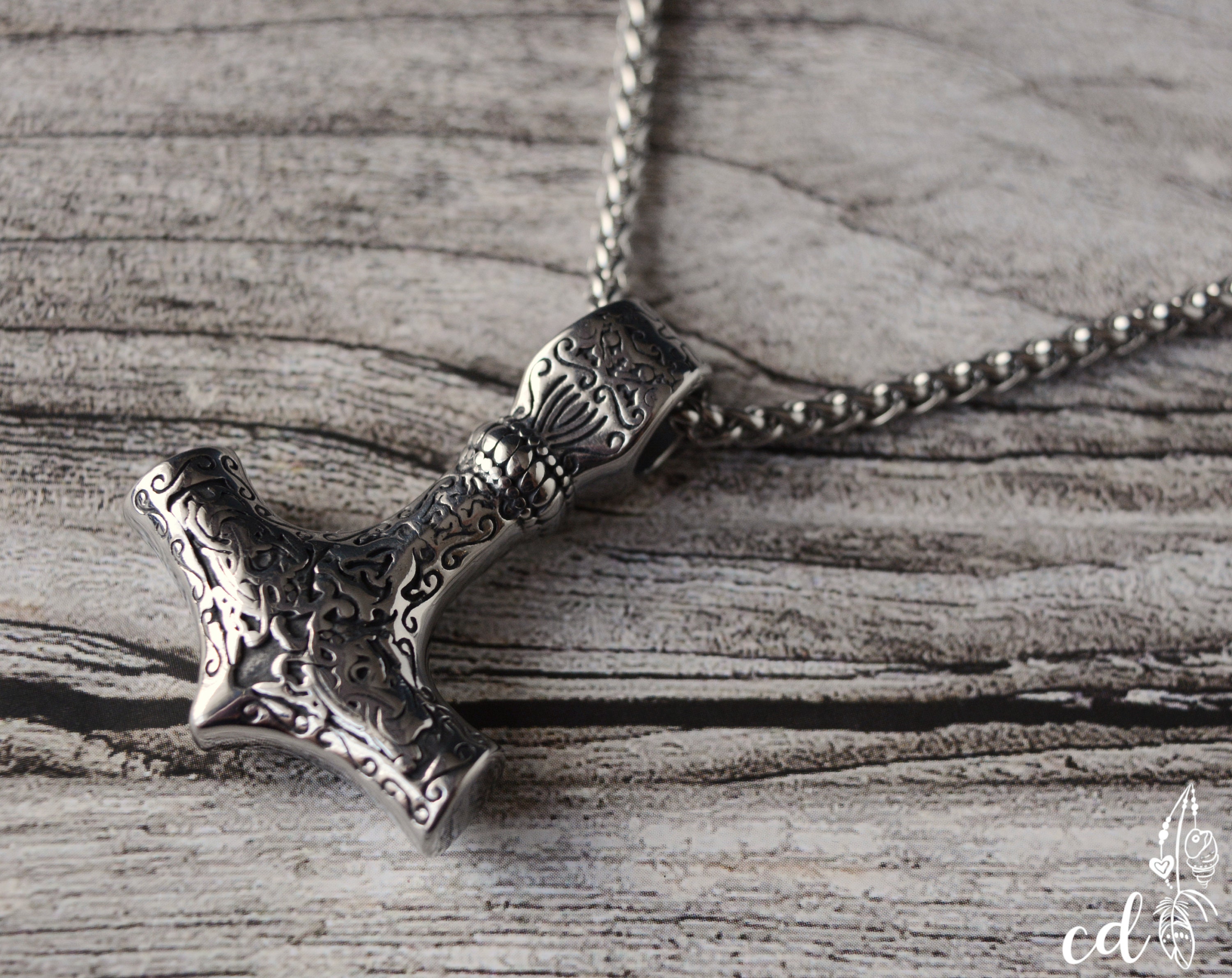 Stainless steel Thor's Hammer pendant necklace for men. Etsy