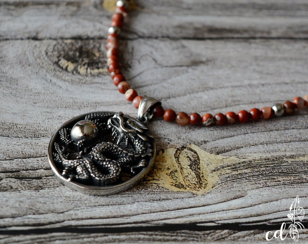 Stainless Steel Dragon Necklace for Men. Choose Your Cord Etsy