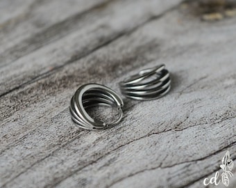 Stainless Steel Viking Hoop Earrings with Celtic Pattern