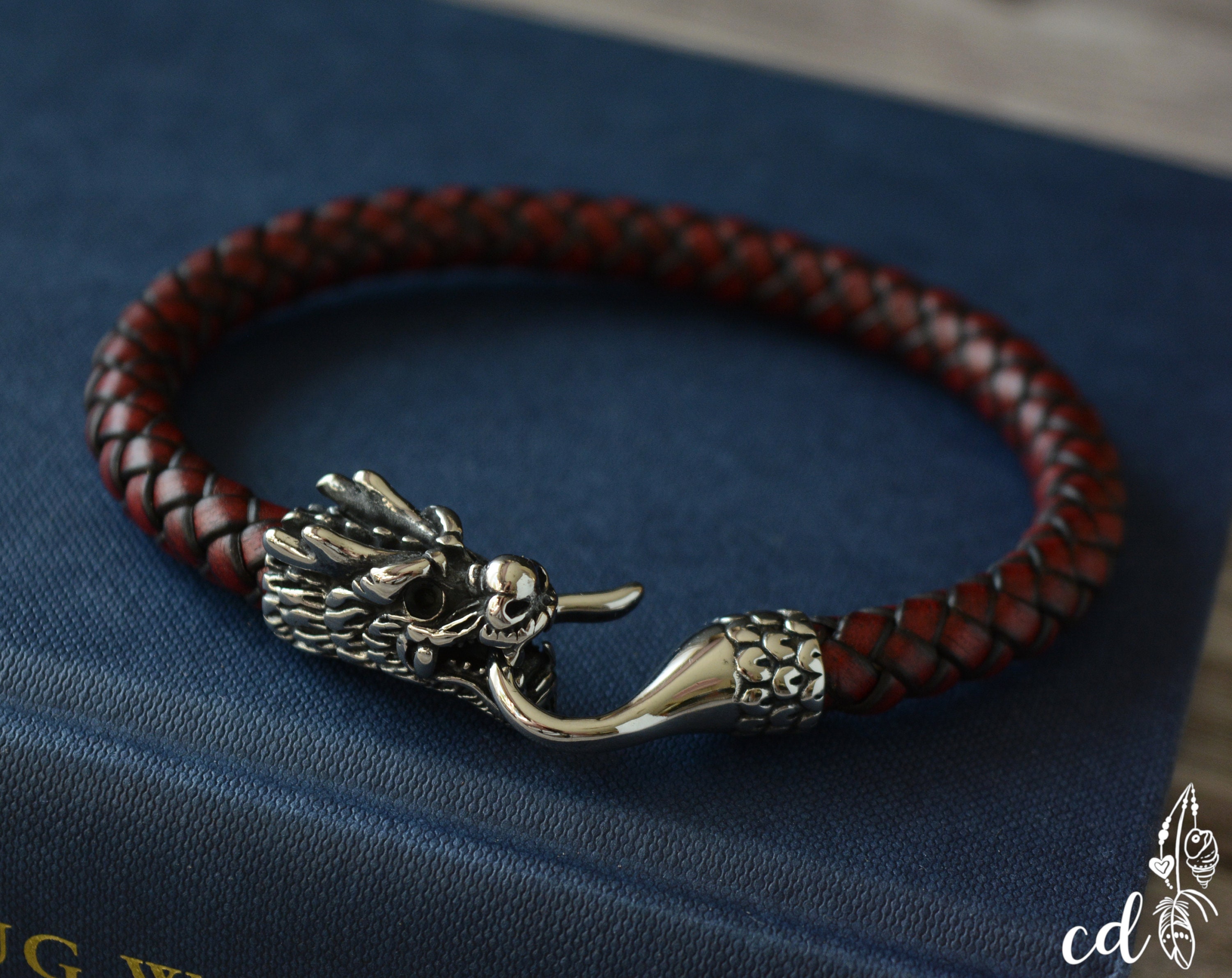 Dragon Leather Bracelet for Men or Women. Stackable Bracelet Etsy