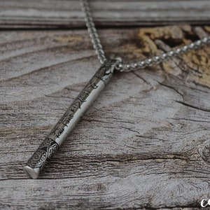 Stainless steel Decorated Cudgel necklace for men. Choose your cord! Steel, Onyx gemstone or leather. Mens viking Necklace.