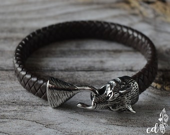 Rustic leather bracelet for men or women. Stackable bracelet with Stainless steel fittings and clasp. Choose a Custom leather cord