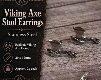 Viking Axe Stud Earrings – Stainless Steel