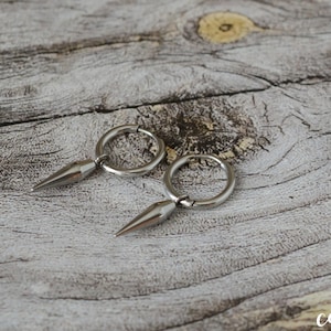 Stainless steel hoop earrings. Hoop dangle earrings for men or women. Viking earrings