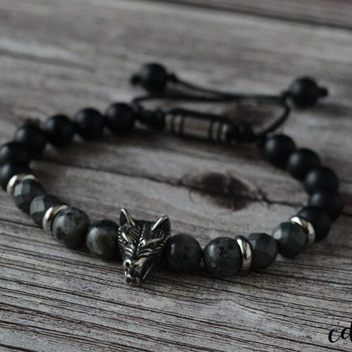 Wolf Bracelet for Men. Stackable Bracelet With Stainless Steel Etsy