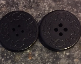 TWO (2) UGG Black Replacement Buttons  3cm. INTERNATIONAL Shipping.  Adult Boots Ugh Uggs Spare Extra Bailey Triplet