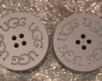 Two (2) UGG Gray Replacement Buttons  3cm. Adult Boots Ugh Uggs Spare Extra INTERNATIONAL Shipping