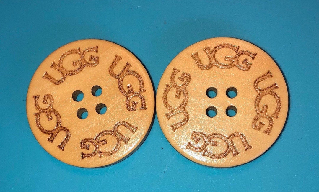 Two 2 UGG Replacement Natural Water Lacquered/varnished Wooden Buttons
