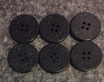 SIX (6) UGG Replacement Buttons Black 3cm. Adult Wooden Boots Ugh Uggs Spare Extra Bailey Triplet