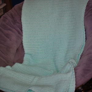 Handmade Light Green Crochet Baby Blanket: Soft Cotton Acrylic Lap Blanket