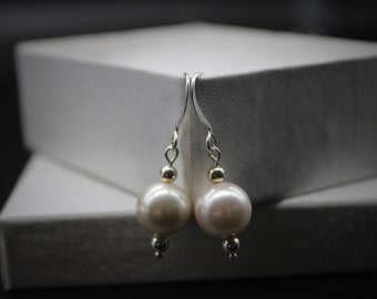 Baby Pink and Silver Dangling Earrings