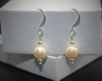 Cream and Silver Pearl Earrings