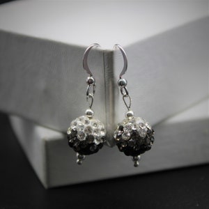 Black & Silver Rhinestone Drop Earrings: USA Made Special Occasion Jewelry