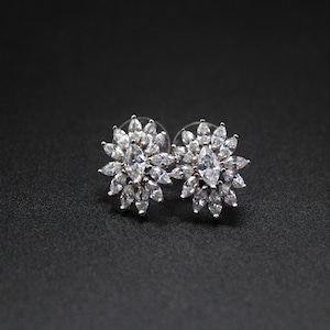 Cubic Zirconia Flower Earrings