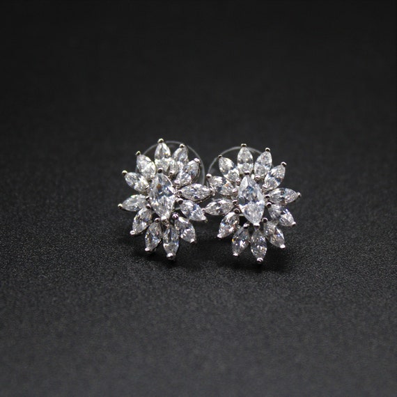Cubic zirconia shop flower earrings