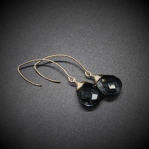 Smokey Gray and Gold Dangle Earrings