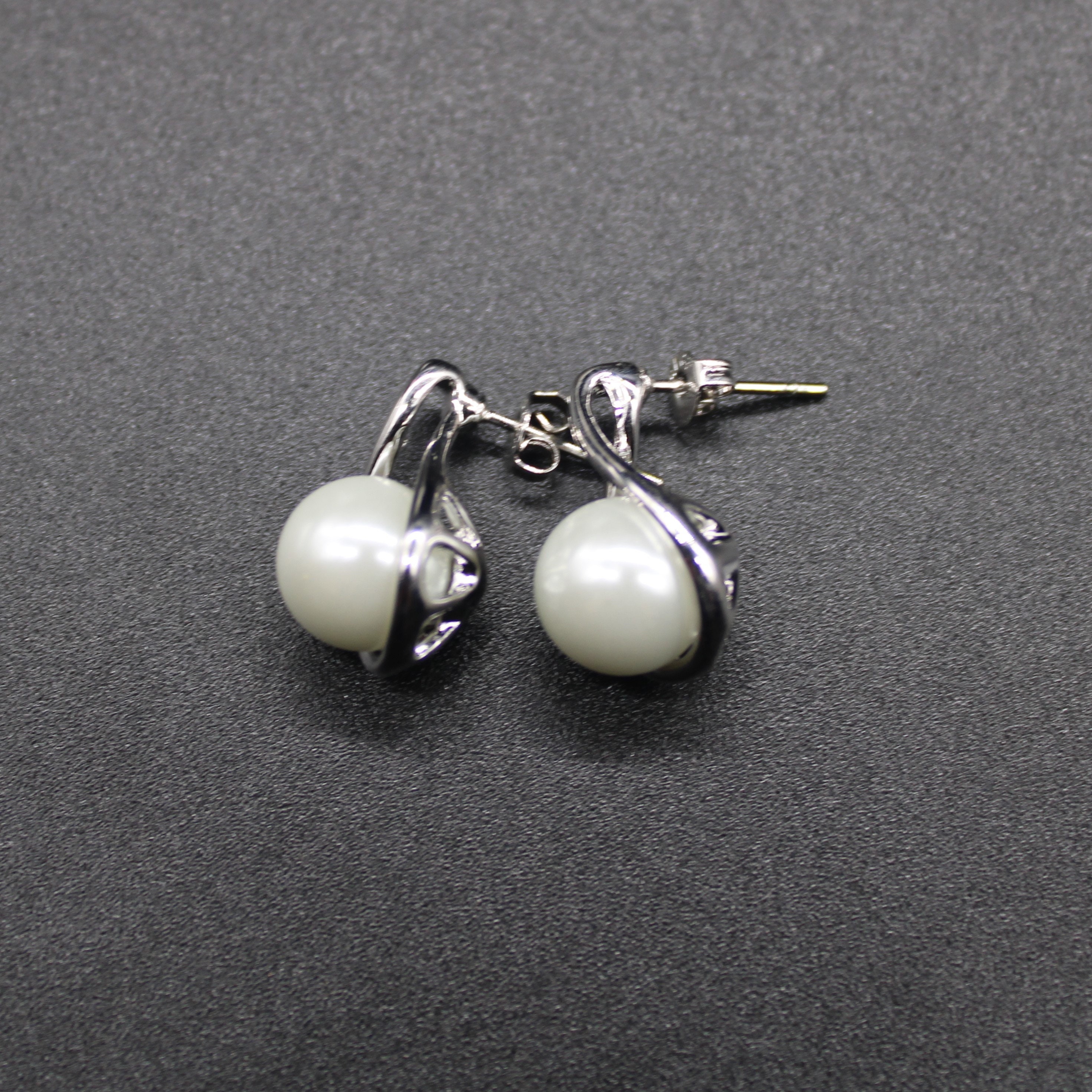 White Pearl and Silver Teardrop Shaped Earrings - Etsy