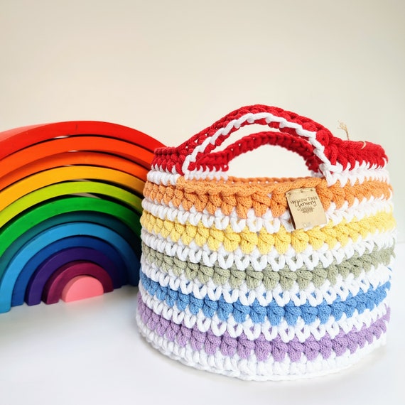 Rainbow Storage Basket large Treasure Basket Etsy