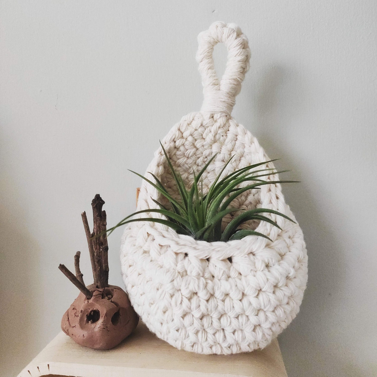 Crochet wall baskets/plant holders. Teardrop basket. Cocoon Etsy