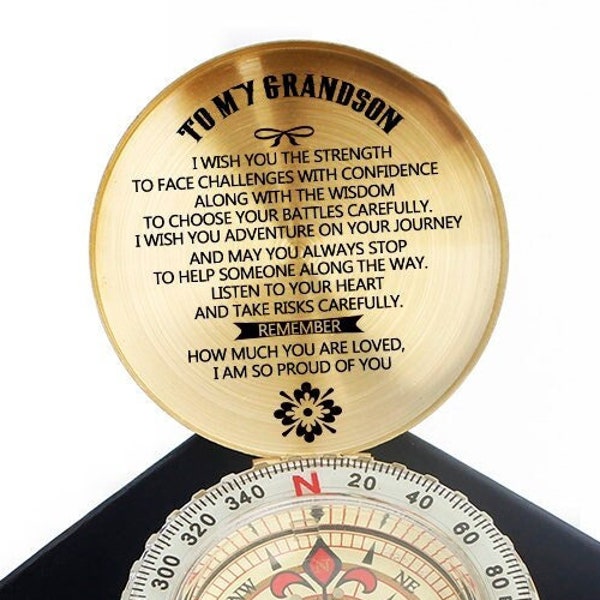 To My Grandson Compass, Personalized Compass, Engraved Compass, Anniversary Gift For Him EC052