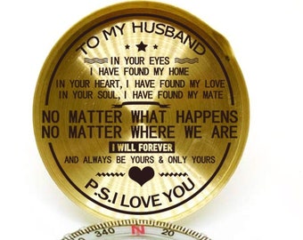 To My Husband Compass, Personalized Compass, Engraved Compass, Anniversary Gift For Him EC024