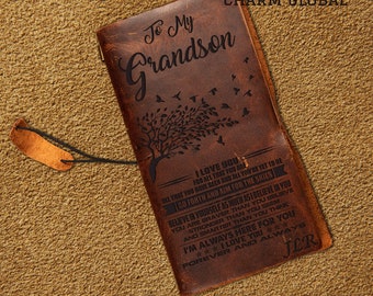 You are Blessing in My Life Leather Journal Gift Idea for Your Grandson Malone Grandma to Grandson R
