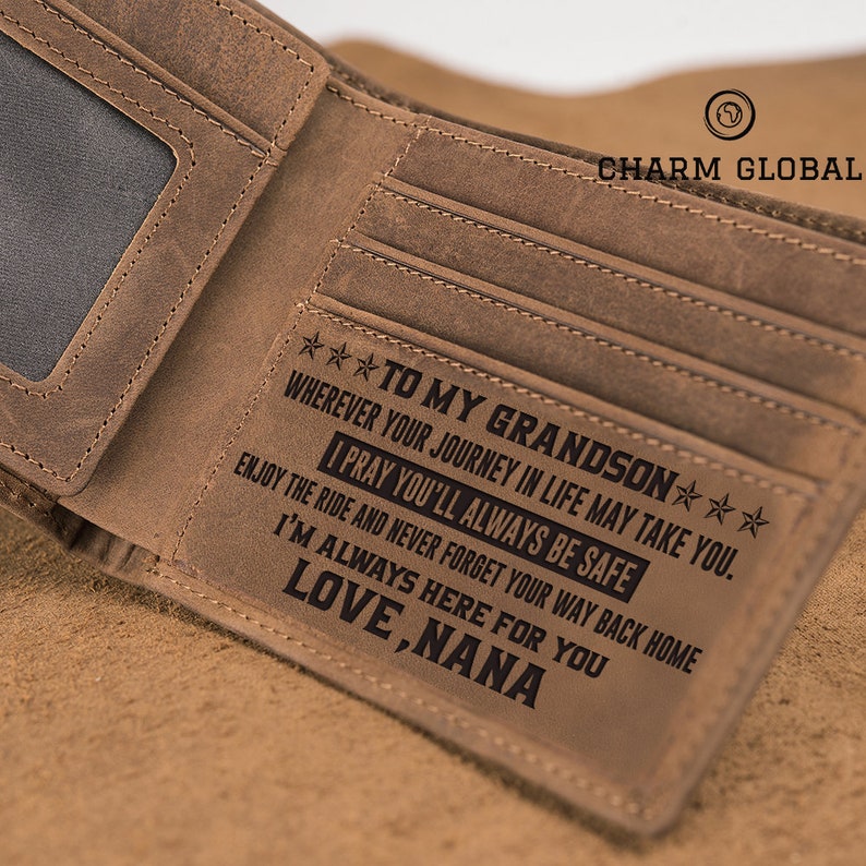 Engraved Wallet For GrandsonMens WalletLeather Wallet For Etsy