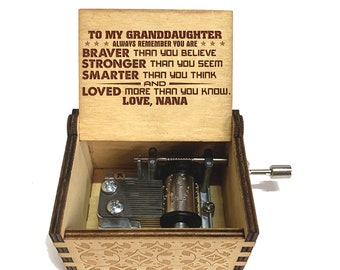 Personalized Engraved Wood Music Box, Granddaughter Gift W152