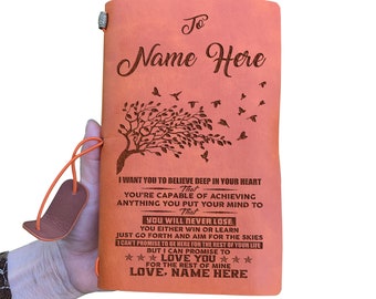 Personalized Leather Journal for Grandson: Engraved Refillable Notebook R52