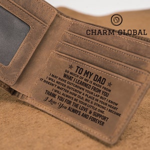 Cartera personalizada para papá-Cartera-Cartera para hombre-Carteras de cuero para hombres-Cartera grabada para papá-Regalos de Navidad-Regalos para papá OUT GROW W23