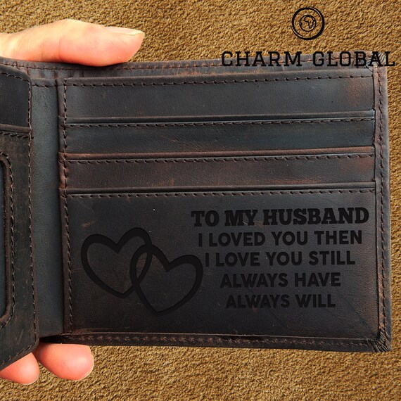Engraved Wallet For Husband Personalized Wallet For Husband Etsy