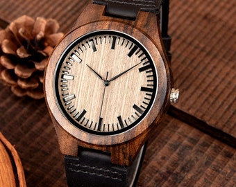 Cadeaux d’anniversaire pour lui-Montres pour hommes-Montre en bois pour homme-Cadeaux pour garçons d’honneur-Cadeau personnalisé pour mari-Cadeaux de Noël-Montre