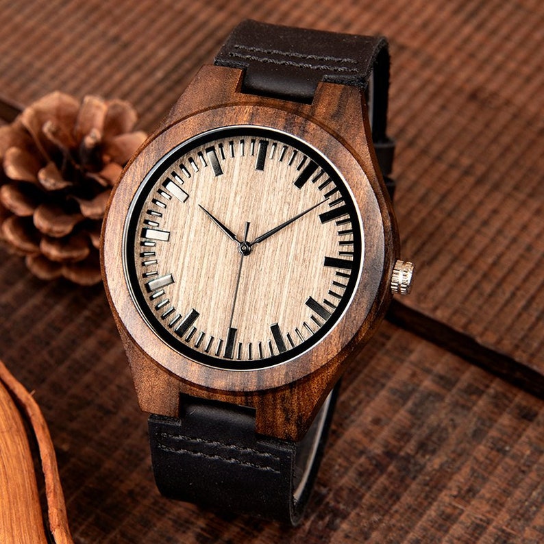 Jahrestagsgeschenke für Ihn-Uhren für Männer-Holzuhr für Mann-Trauzeugen Geschenke-personalisiertes Geschenk für Mann-Weihnachtsgeschenke-Uhr Bild 1