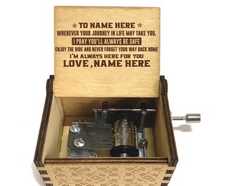 Personalized Granddaughter Music Box, Engraved Wood Keepsake W21