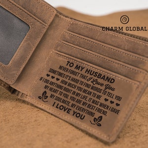 Portefeuille en cuir gravé personnalisé pour homme - Cadeau d'anniversaire idéal, W01