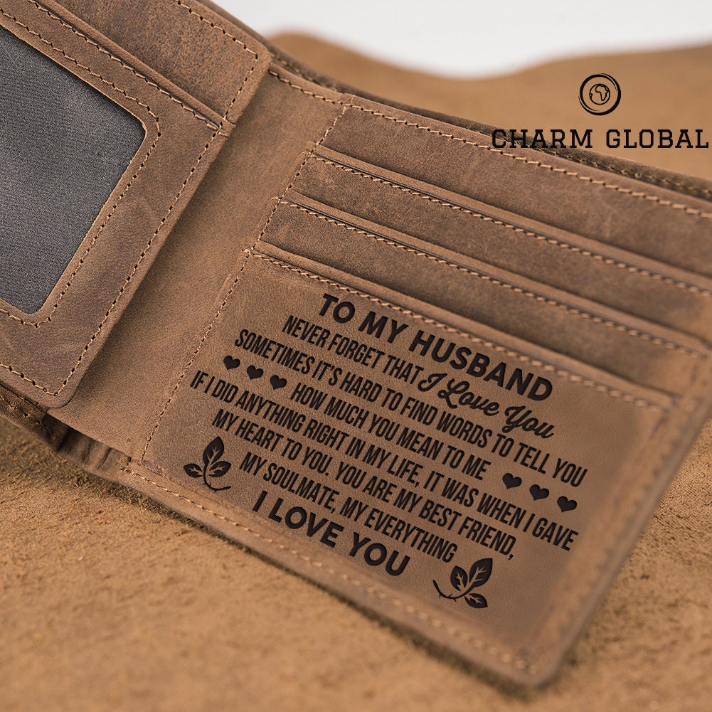Engraved Wallet For Husband Personalized Wallet For Husband Etsy