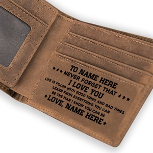 Billetera para nieto, Billetera de cuero, Billetera personalizada, Billetera para hombre, Billeteras para hombre, Billetera, Billetera grabada, Billetera para mi nieto, W16