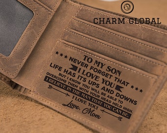 Engraved Wallet For Son, Man Wallet, Leather Wallet, Leather Wallet For Man, Personalized Wallet For Son, Christmas Gift, Gift For Son W19
