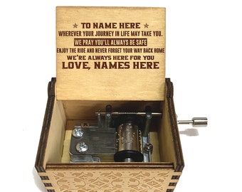 Personalized Granddaughter Music Box, Engraved Wood Keepsake W20