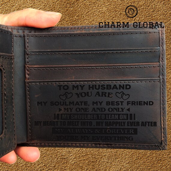to my husband engraved wallet
