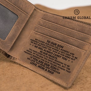 Regalo de Navidad-Cartera personalizada para hijo-Cartera de cuero para hijo-Cartera grabada para hijo-Cartera-Cartera para hombre-Regalo para hijo-In Our Heart W57