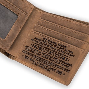 Billetera para nietos, Billetera de cuero, Billetera grabada, Billetera personalizada, Billetera para hombres, Billeteras para hombres, Billetera, Billetera para nuestro hijo, W37