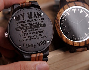 Personalized Wooden Watch For Man, Wedding Gift, Gifts For Son, Gifts For Husband, Gift For Him, Engraved Watches, Christmas gift, CG28