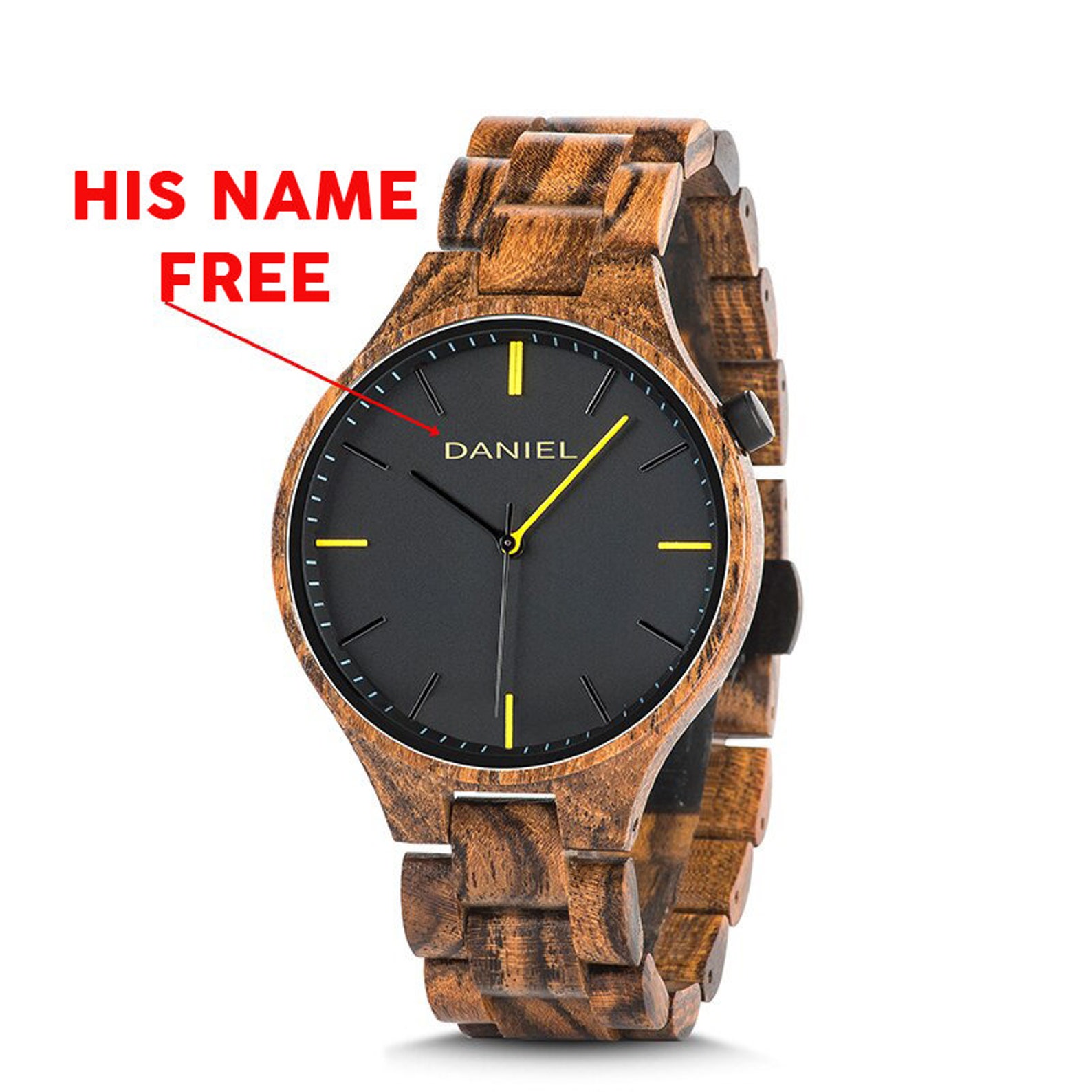 Custom Watch Name Watch Wedding Gifts Engraved Wooden Etsy