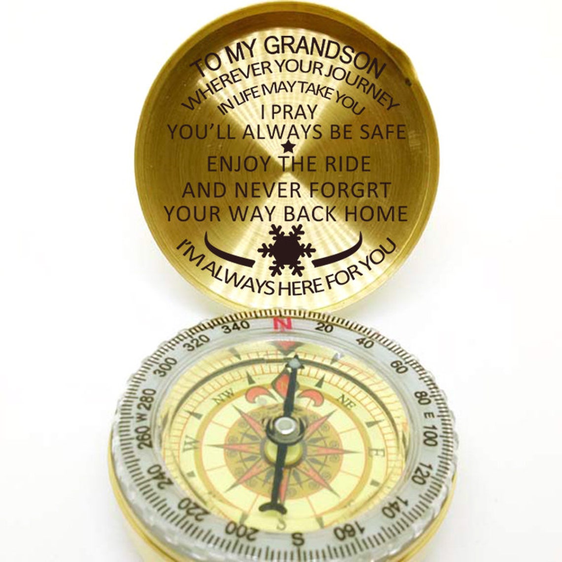 To My Grandson Compass Personalized Compass Engraved Etsy