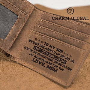 Cartera Grabada Para Hijo-Cartera-Cartera Para Hombre-Cartera De Cuero Para Hijo-Cartera Personalizada Para Hijo-Regalo De Navidad-Regalo Para Hijo TU VIAJE W21