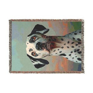 Dalmation Portrait Woven Blanket, Dalmatian blanket, dog blanket, woven blanket, woven throw, tapestry, dog mom, cotton, dogs, spotted dog