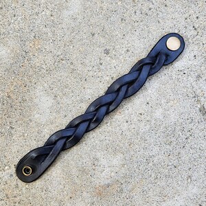 leather bracelet / cuff for men or women, mystery braided, handmade, black