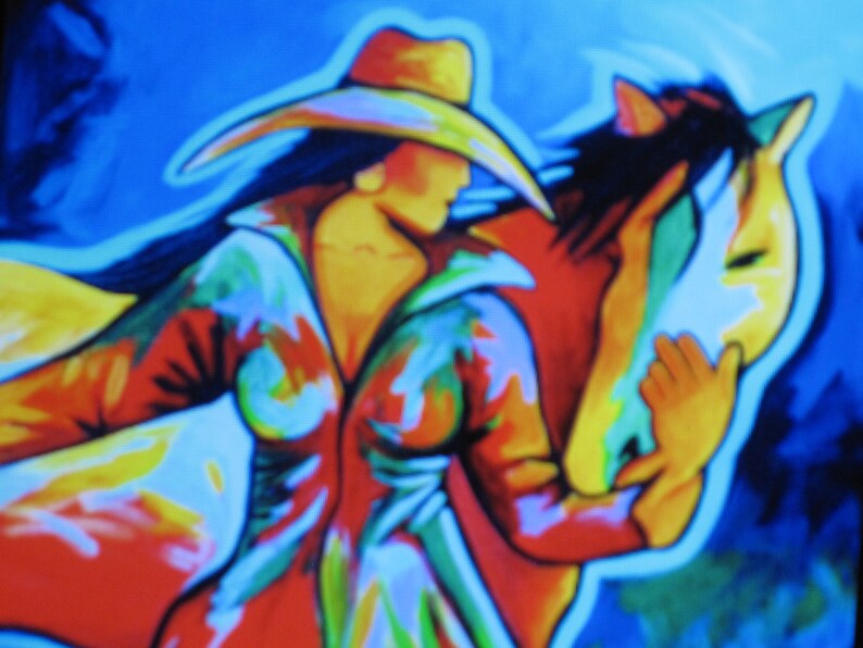 Glass Cowgirl Jewelry Making Horse Love Cabochon Artist Lance Headlee 30mm Glass Cabochon